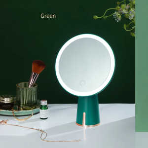 Rechargeable LED Makeup Mirror 90° Rotation Desk Cosmetic Mirror With Light