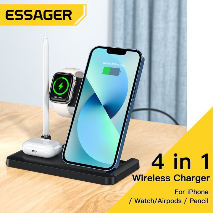 Essager in Wireless Charger Stand 15W Watch Charging For iPhone 14 13  12 11 X Apple Watch Pencil Airpods Pro Chargers Dock Station Lazada PH
