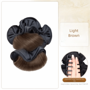 JIYAN2866 Synthetic Hair Bun Claw Clip with Hair Tie Black Bun Head Wig  Fluffy Wig Hair Clip Women