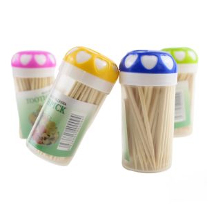 [2 Botol] Tusuk Gigi Kayu Bambu 1 Botol isi 100pcs