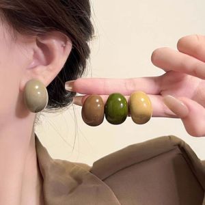 GENENIC Vintage Semi-Circle Earrings Exquisite Acrylic Resin Elegant Ellipse Earrings Unique Geometric Chunky Ellipse Ear Studs Women
