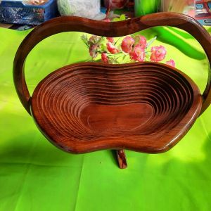 Kranjang / Tempat Buah (LA) Ukuran Besar Panjang 28 cm Lebar 20 cm Cantik dan Simple Bisa Dilipat Dari kayu Jati