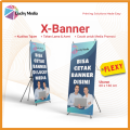 X Banner + Cetak Flexy Wisuda Ulang Tahun Custom X-Banner 60x160cm Spanduk Sempro Usaha Stand Poster. 