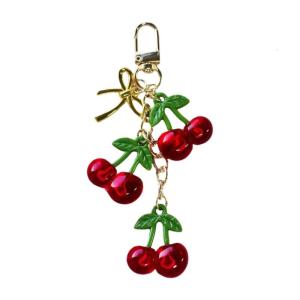 Cherry Bag Pendant Everyday Use Keyring for Ladies Shape Key Ring Decoration for Phones and Wallets