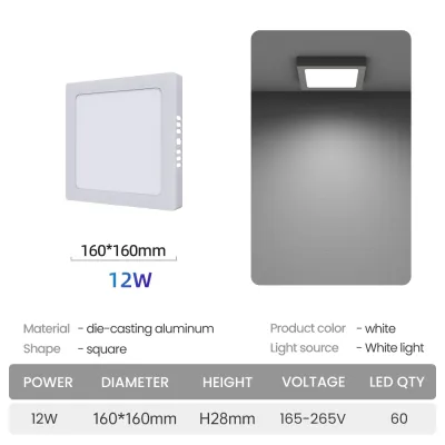 LED Surface Downlight 24W 18W 12W 6W LED Ceiling Light Built-in Driver Panel Light Cold White For Kitchen Bedroom
