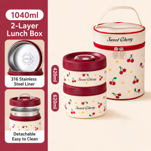 cherry lunch box with heater and warmer 4 Layers 2480ML breakfast&Lunch Box Set Thermal Food Container