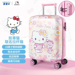 Mesuca HelloKitty Cartoon Childrens Suitcase Portable Luggage Organizer Luggage Travel Storage Traveling 18inch 20inch Trolley Case Outdoor Small Password Case