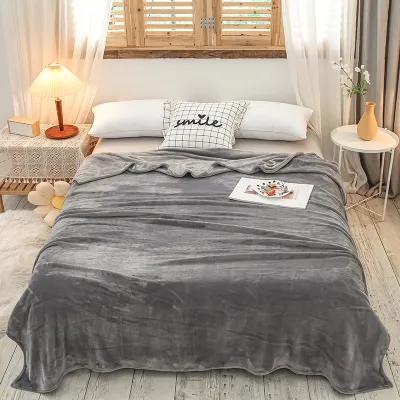 MISO Blanket Multi-Purpose Blanket Thickene Coral Fleece Solid Color Blanket Yoga Blanket Air Conditioning Blanket Machine Washable