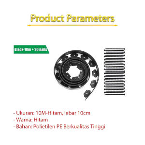 10 Meter Hitam Garden Border Lawn Grass Edge Edging Dekorasi Taman Pagar Taman Rumput Fence(Bonus Nails)