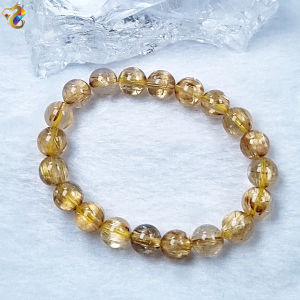 Collection Grade Gold Rutilated Quartz with Cat Eyes Effect Bracelet