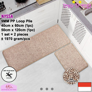 Tren-D-rugs Keset kaki tebal polos alas lantai kamar dapur panjang anti slip 1 set isi 2pcs - NMs