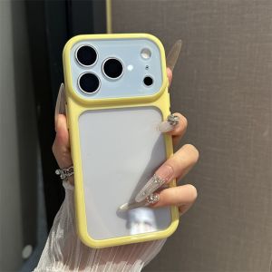 Glossy Transparent Hit Color Bumper Phone Case For iPhone 18 17 16 15 14 13 Pro Max Candy Soft Frame Protection Hard Back Cover
