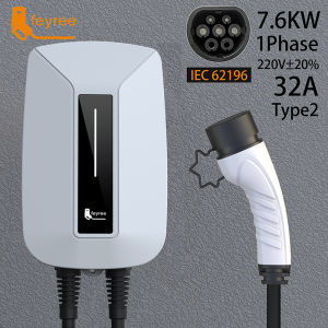 feyree EV Charger Type2 Plug EVSE Wallbox Type1 EV Car Charger GB/T Wallbox 32A 7KW 1 Phase 5m Cable Wallmount Charging Station for Electric Car