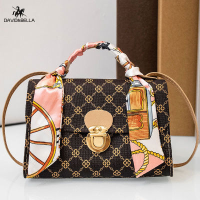 David&Bella Bag Women's bag Women's shoulder bag Cross-body bag Small square handbag Stylish vintage printing