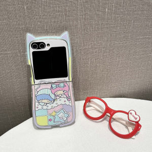 2025 New For Samsung Galaxy Z Flip 7 Z Flip 6 Z Flip 5 Z Flip 4 Z Flip 3 case Folding screen mobile phone case cartoon cute sanrio family cat ears shape TPU Silicone Soft Case