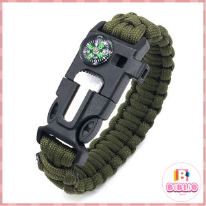 BIBLIO BIBLIO Outdoor Camping Bracelet With Whistle Flint Fire Starter Nylon Bracelet 3.2m Rope Wild Survival