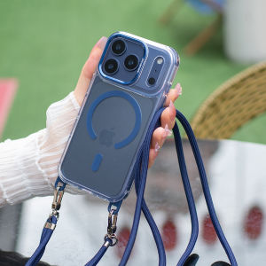 [เกรดป้องกันทหาร] เคสแม่เหล็กเข้ากันได้กับ Magsafe สำหรับ iPhone 17 Pro Max Air 16e 15 Pro แบบใสพร้อม [ใช้งาน2ทาง] Crossbody Landyard สายรัดปรับได้กรอบกันกระแทกแบบบางสำหรับ iPhone 16 Pro