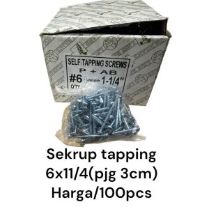 HARGA /DUS P+AB TAPPING SEKRUP KAYU 6x11/4 PJG 3cm SEKRUP TAPING KEPALA BULAT