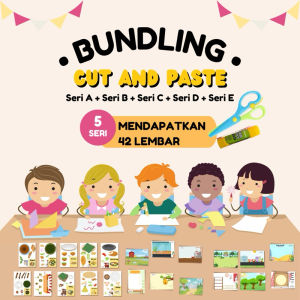 [BUNDLING] 5 Seri Cut and Paste Latihan Menggunting Beragam Tema Mainan Aktivitas Menggunting dan Menempel Anak Gambar Kertas