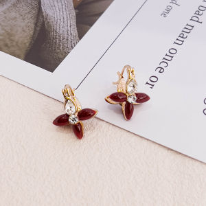 Fashionable Ring Gift 双面花朵耳环秋冬耳钉精致小耳扣轻奢高级感耳饰女小众设计N1105