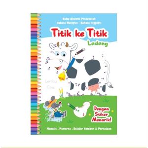 Buku Aktiviti Titik ke Titik (Dot to Dot) Haiwan Dengan Stiker Untuk Kanak Kanak