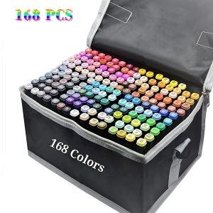 READY STOCK🔥24/30/48/60/80/168 Multi Colour Colors Graphic Student Children Art Tip Drawing Markers Pen 2 Ways Tip Warna