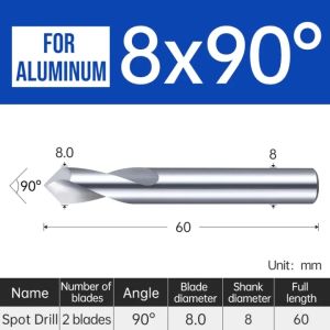 Fixed point center spot drill 90° tungsten steel chamfering milling cutter unilateral 45°cutter coating carbide end mill aluminum cnc tools
