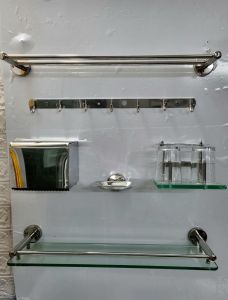 Bộ phụ kiện nhà tắm cao cấp PK-50/39 vuông chất liệu inox 304 dày 1.2ly sáng bóng bền đẹp - Hàng nhập khẩu bảo hành 5 nă