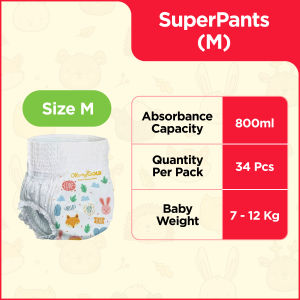 [Bundle of 4] Momy Gold Diapers Super Pants Baby Diapers Chlorine Free Lampin Bayi Dry Absorb All Size- M / L / XL / XXL