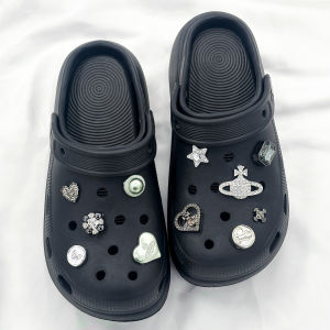 11Pcs Crocs Jibbitz Charms Diamond Studded Heart-shaped Planet Shoe Buckle Decoration for Crocs