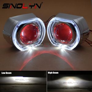 Sinolyn 3.0 Angel Devil Eyes Super HID Bi-xenon Lens Headlight Car Projector COB LED Halo Demon Eyes DRL Headlamp Retrofit DIY Car-styling H1 H4 H7