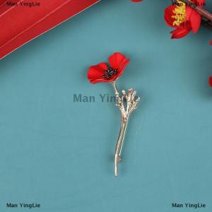 [COD] Man YingLie 1Pcs Retro Creative Poppy Flower Brooch Suit Clothes Shirt Collar Pin Brooch