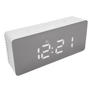 Jam Meja Alarm LED Mirror Clock Digital E-2020 LED white Light