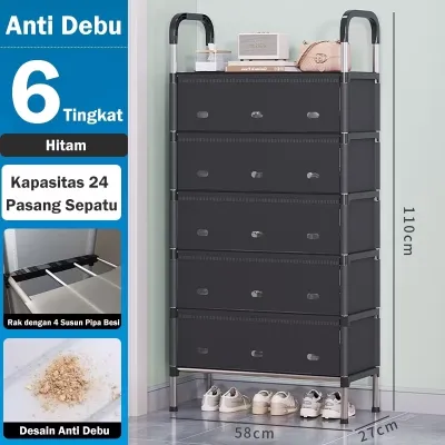 Save Mall Rak Sepatu Tertutup Anti Debu Rak Penyimpanan Serbaguna Untuk Rangka Besi Kuat Dan Tebal Desain Hemat Ruang