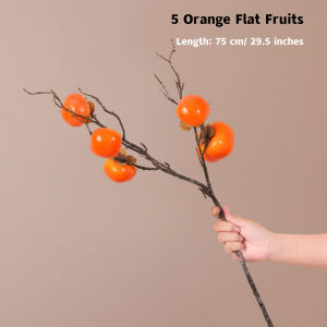 Artificial Fake Simulation Persimmon Fruit Flower  Plants for Home Decorations Dining Table Vase Ornament Christmas Tree Gift CNY Decorations