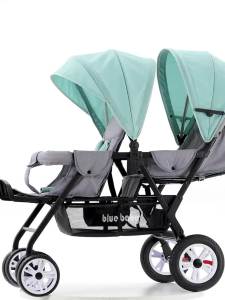 Twin Baby Stroller Front and Rear Sitting Lightweight Folding Double Sitting Lying Stroller Two-Child Big Baby Trolley