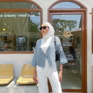Haruka Crop Outer I Luaran Outer Blazer Linen Wanita Atasan Wanita Korean Style Terbaru
