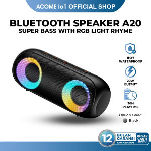 ACOME Super Bass Speaker Bluetooth 5.0 20W IPX7 Waterproof RGB Light Rhyme Rave Party A20