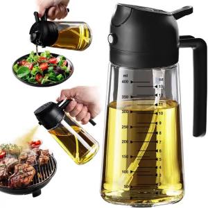 xpkQ Olive oil distributor Two in one cooking 16Oz/470Ml glass olive oil spray for kitchen gadgets and air frying pan accessories 9H4B3