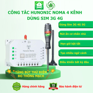 Công Tắc Hunonic Noma 4 Kênh Dùng Sim 3G 4G Điều Khiển Thiết Bị Từ Xa Trên Điện Thoại Không Cần Wifi