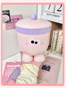 Storage Bin with Flip Top 2-in-1 Desk Organizer Trash Container Snack Holder