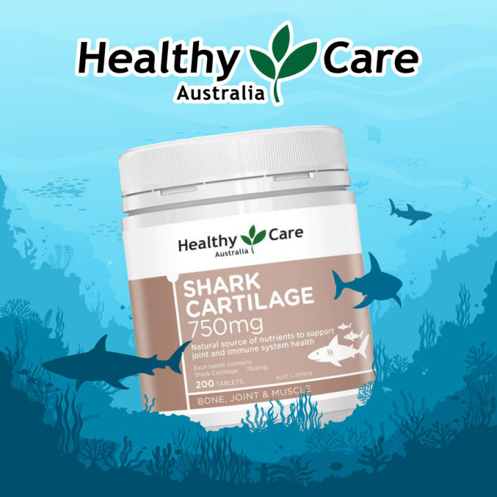 Viên uống sụn vi cá mập Healthy Care Shark Cartilage 750mg 200 viên Hỗ trợ xương khớp tim mạch