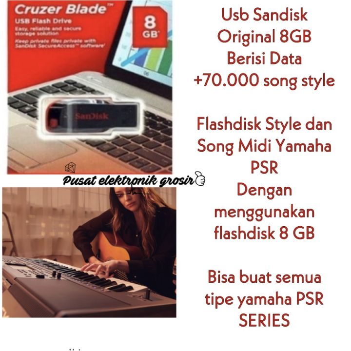 Flashdisk lagu keyboard usb song style yamaha all types psr series 8gb