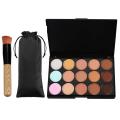 Vtrem 15 Colors Contour Palette Kit Camouflage Concealer Palette Professional Contour Eyeshadow Face Cream Makeup Foundation Kit Combination with Powder Brush for Professional and Daily Use. 