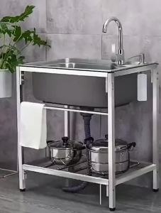 [CozyNest ]Kitchen Sink Handmade 304 Stainless Steel Dish Washing Basin Sink Single Tank Thickened Large Household Basin