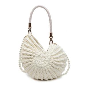 Women Beach Bag Fashion Crossbody Bag Trendy Shoulder Bag Seashells Bag Conch Handbag Handwoven Messenger Bag for Daily