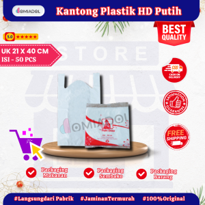 Kantong Kresek HD Putih Ukuran 21x40 Cm - 50 Pcs
