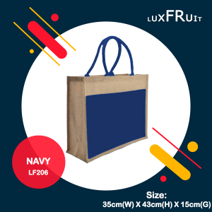 Big Jute bag with Colored Pocket - LF206