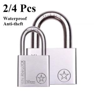 2/4 Pcs Padlock 304 Stainless Steel Universal Key Lock Home Cabinet Locker Outdoor Anti-theft Anti-skid Waterproof Hardware2026
