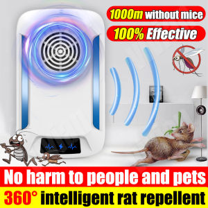 No rat within 1000m 🐀Rat repellant Ultrasonic Pest Repeller Harmless to people and pets Four frequencies are adjustable Send out sound waves to repel insect pests such as mice cockroaches mosquitoes spiders etc Rodent Repeller Ultrasonic Electronic A